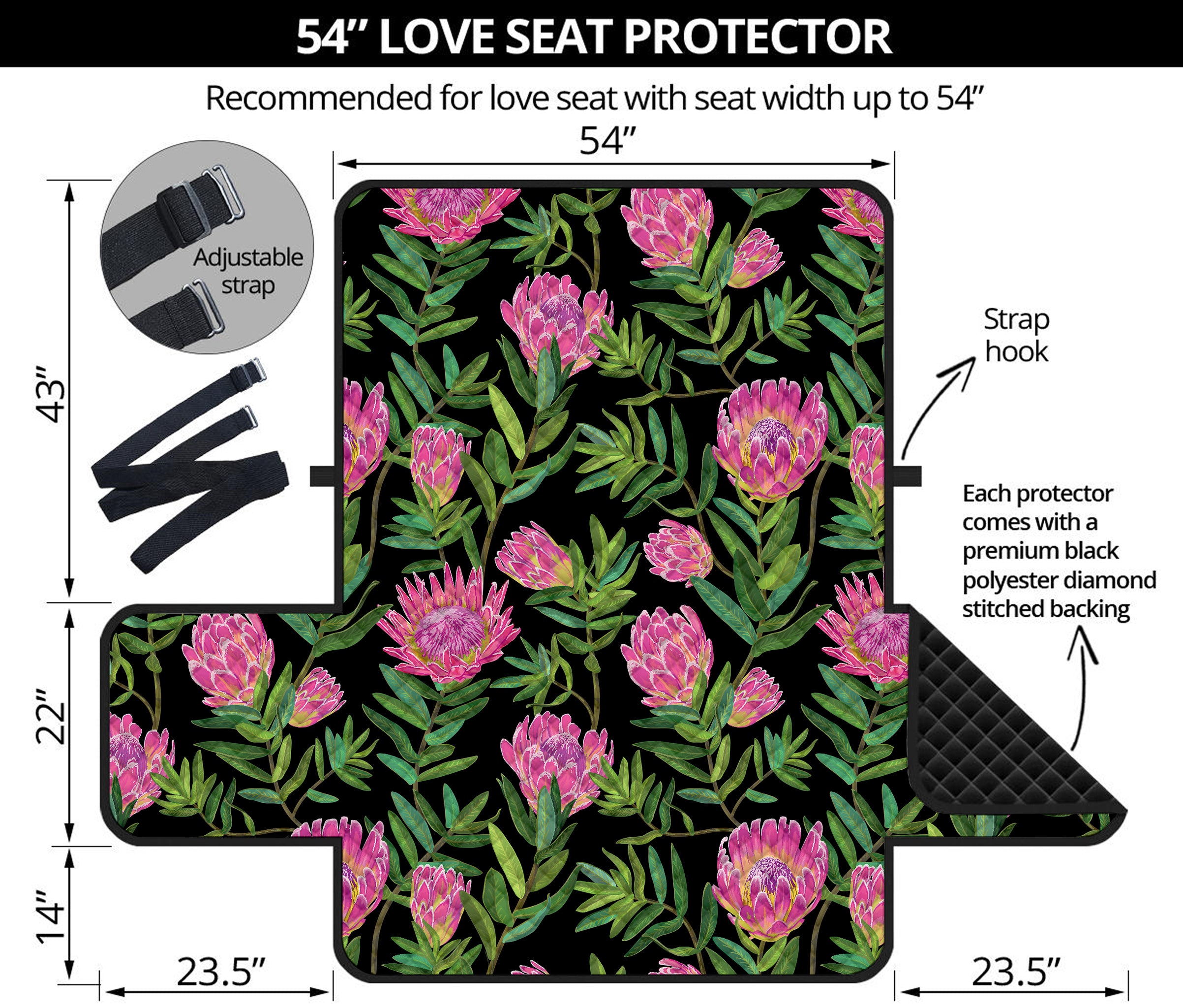 Protea Floral Pattern Print Loveseat Protector