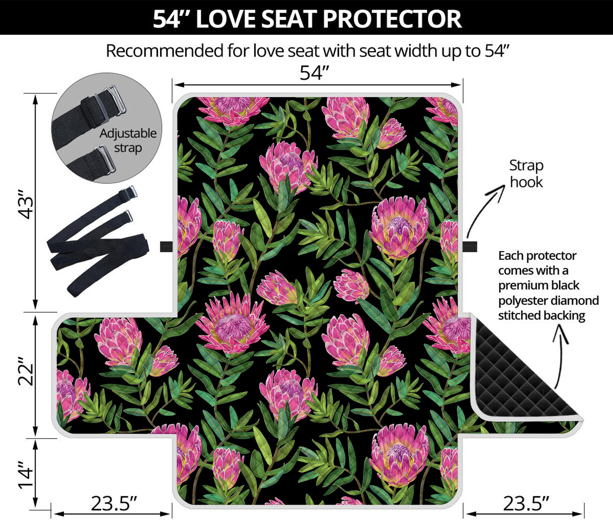 Protea Floral Pattern Print Loveseat Protector