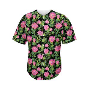 Protea Floral Pattern Print Men's Baseball Jersey