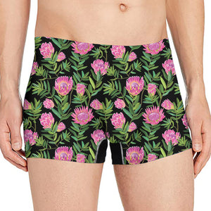 Protea Floral Pattern Print Men's Boxer Briefs