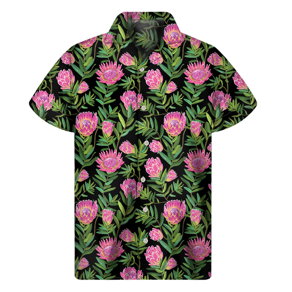 Protea Floral Pattern Print Men's Short Sleeve Shirt
