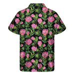 Protea Floral Pattern Print Men's Short Sleeve Shirt