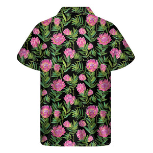 Protea Floral Pattern Print Men's Short Sleeve Shirt