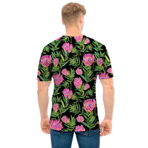 Protea Floral Pattern Print Men's T-Shirt