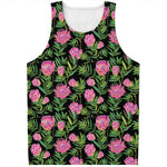 Protea Floral Pattern Print Men's Tank Top