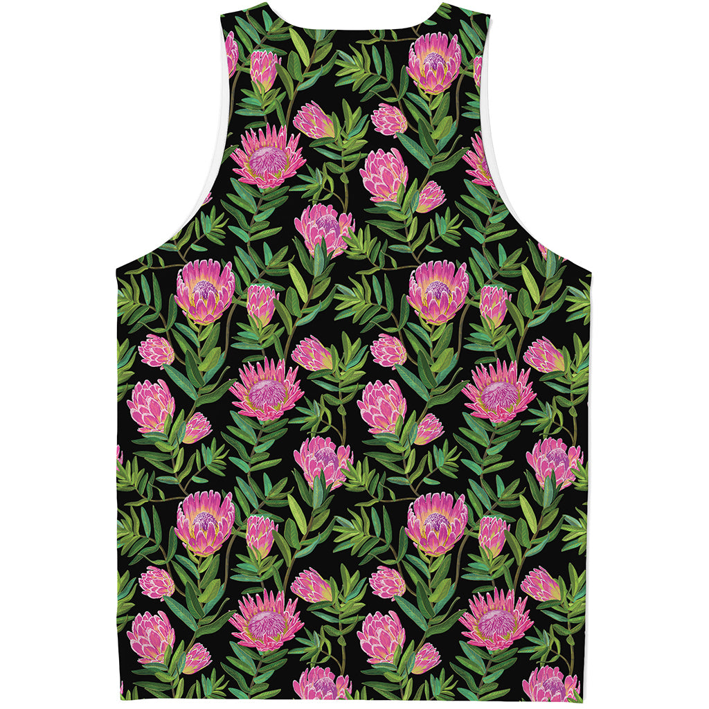 Protea Floral Pattern Print Men's Tank Top