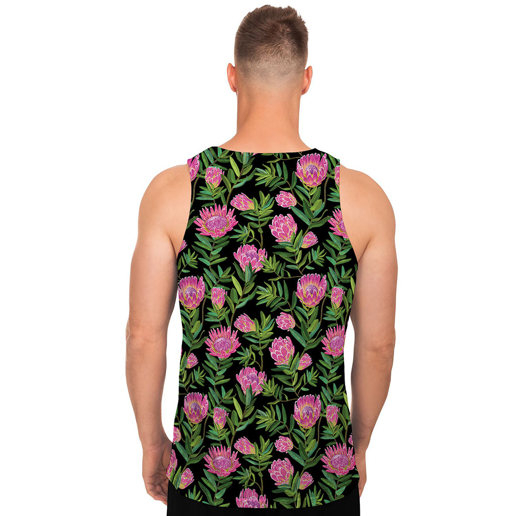 Protea Floral Pattern Print Men's Tank Top