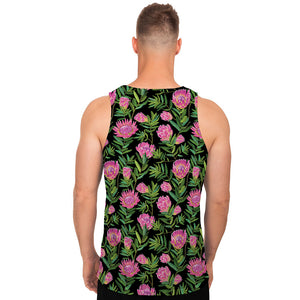 Protea Floral Pattern Print Men's Tank Top