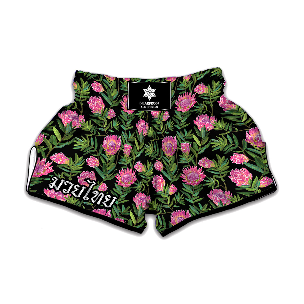 Protea Floral Pattern Print Muay Thai Boxing Shorts