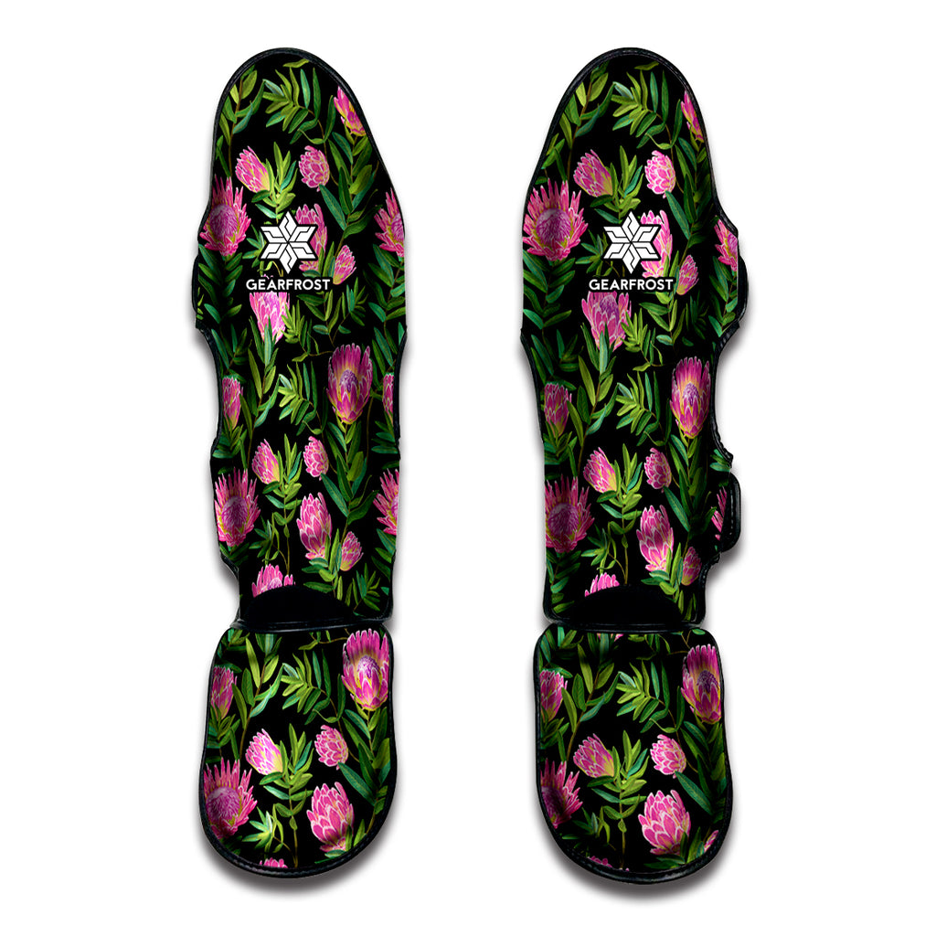 Protea Floral Pattern Print Muay Thai Shin Guard