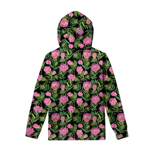 Protea Floral Pattern Print Pullover Hoodie