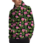 Protea Floral Pattern Print Pullover Hoodie