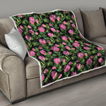 Protea Floral Pattern Print Quilt