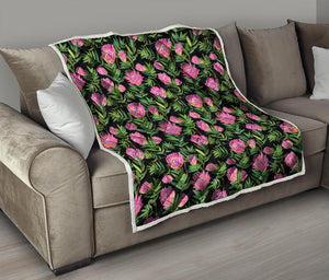 Protea Floral Pattern Print Quilt