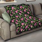 Protea Floral Pattern Print Quilt