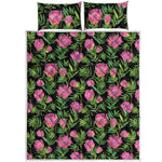 Protea Floral Pattern Print Quilt Bed Set