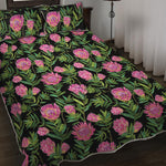 Protea Floral Pattern Print Quilt Bed Set