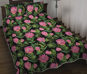 Protea Floral Pattern Print Quilt Bed Set