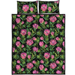 Protea Floral Pattern Print Quilt Bed Set