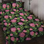 Protea Floral Pattern Print Quilt Bed Set