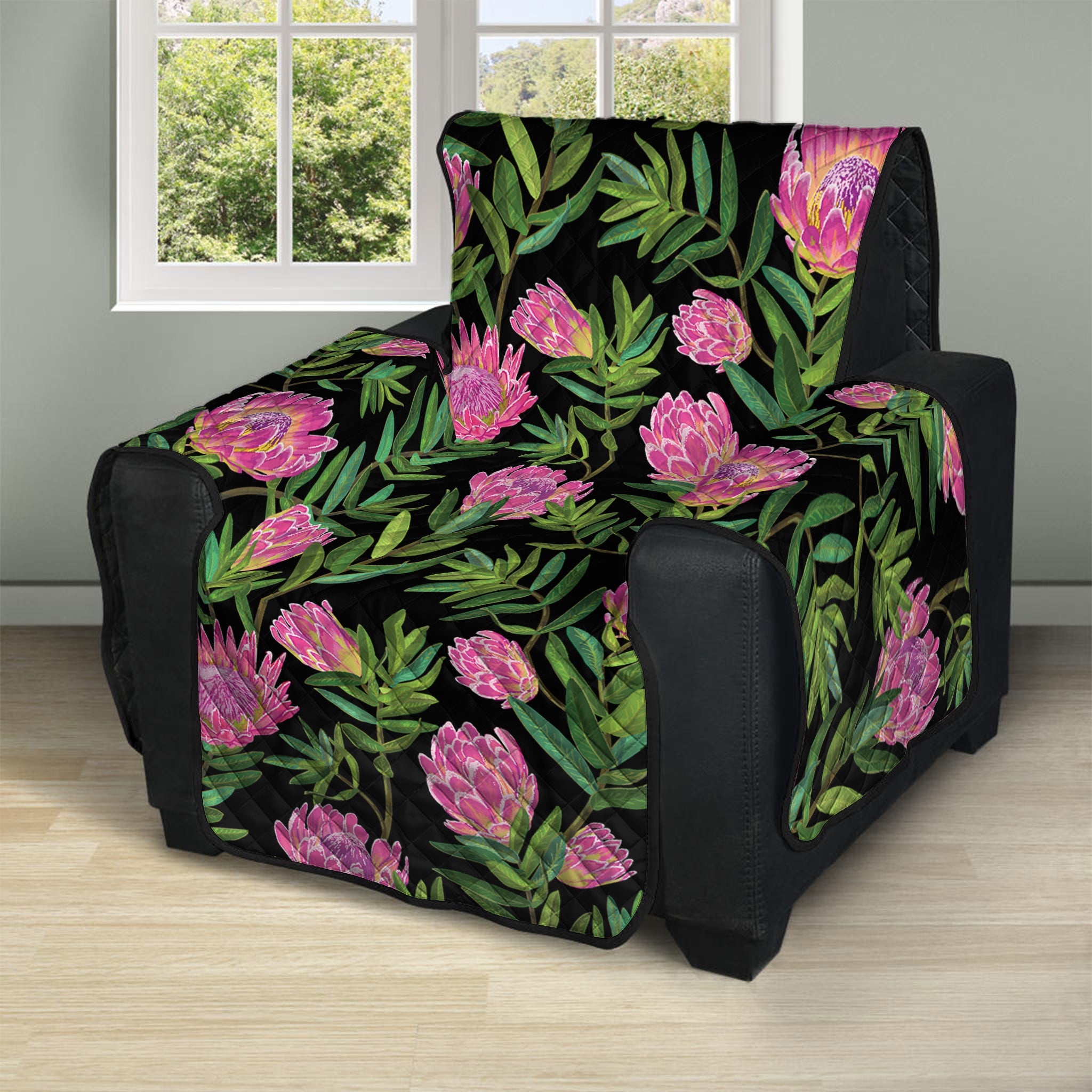 Protea Floral Pattern Print Recliner Protector