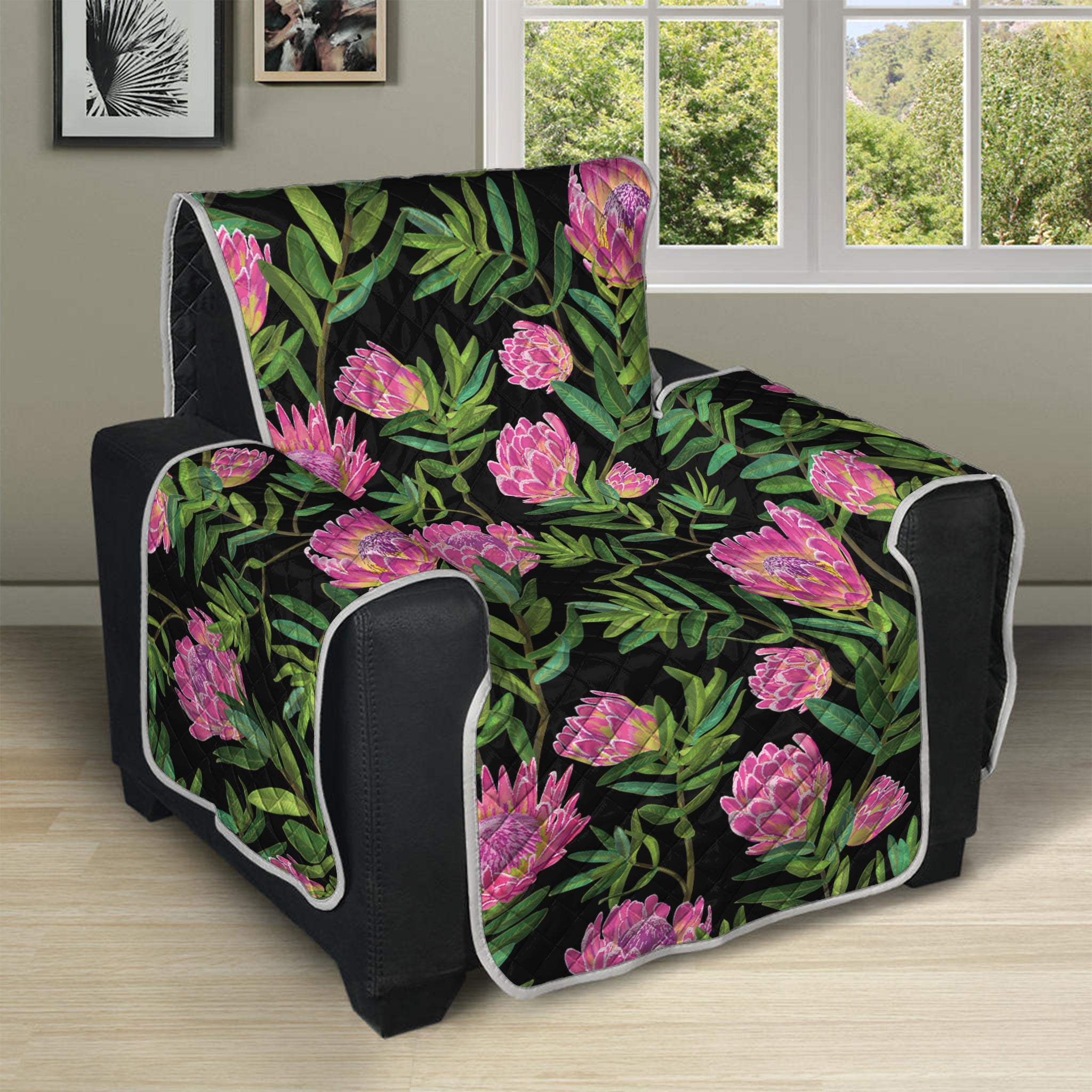 Protea Floral Pattern Print Recliner Protector