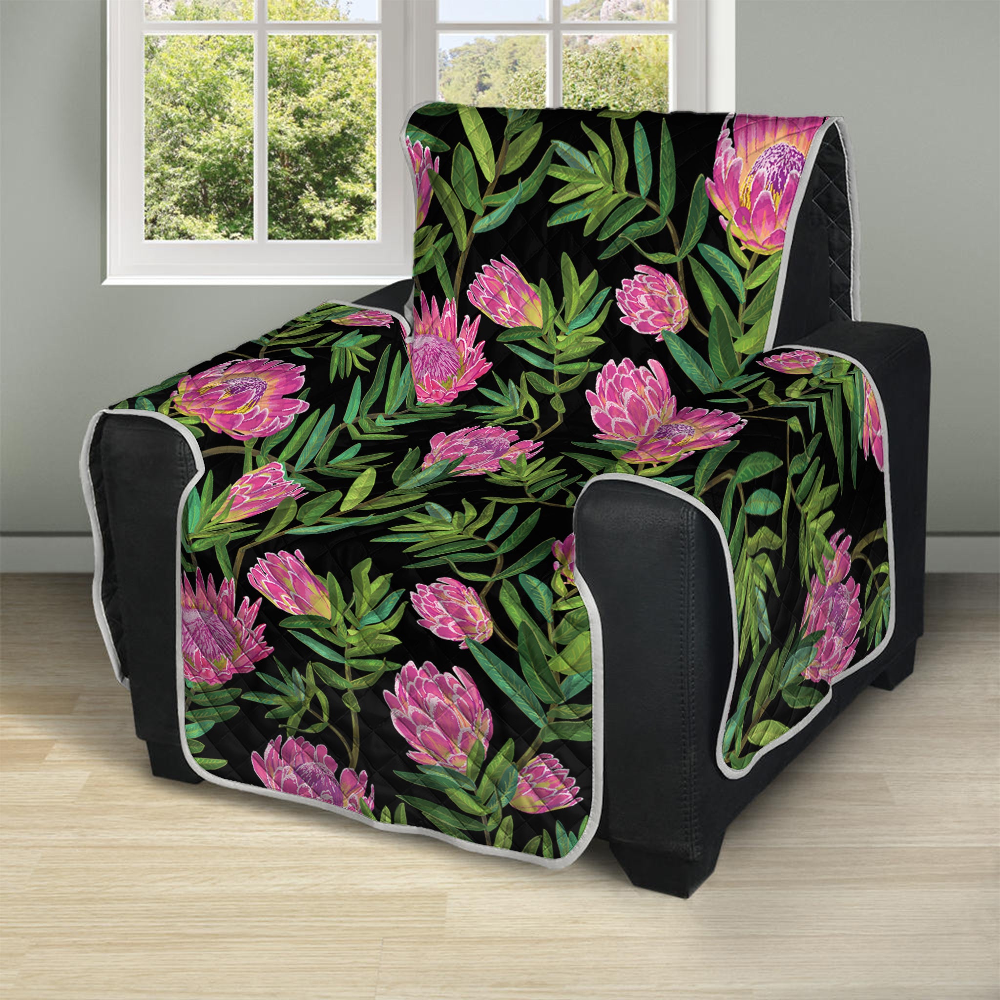 Protea Floral Pattern Print Recliner Protector