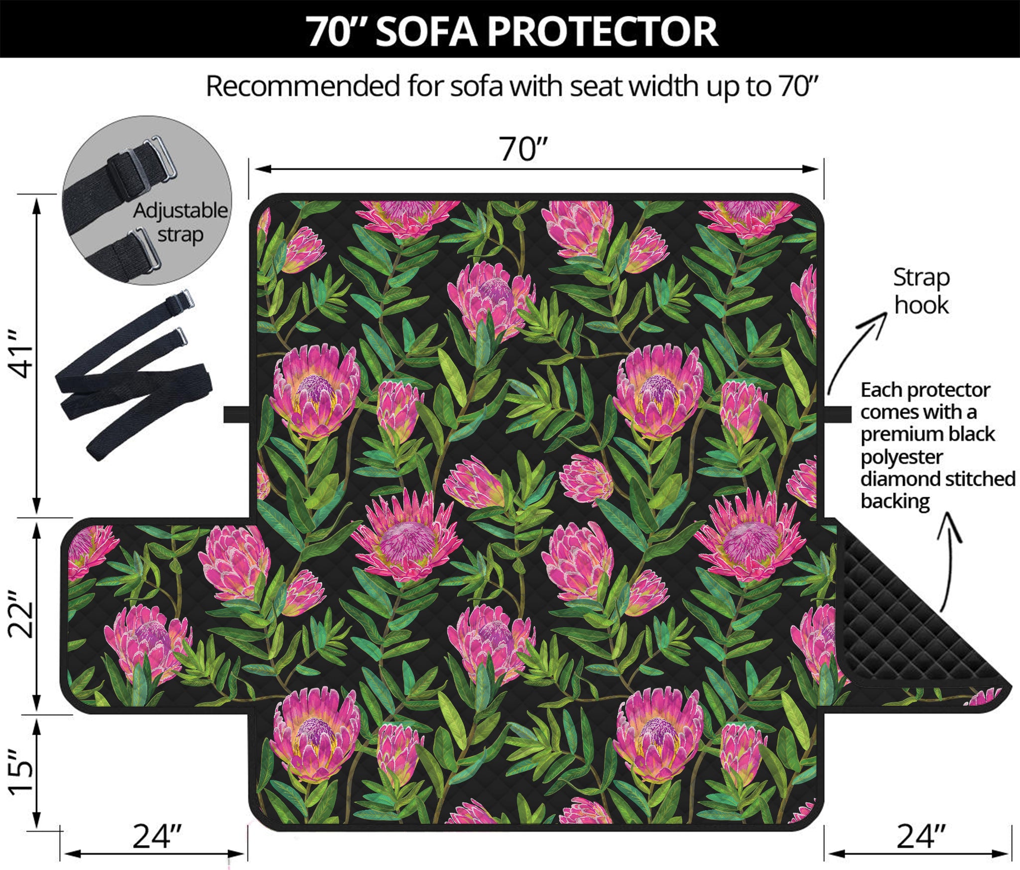 Protea Floral Pattern Print Sofa Protector