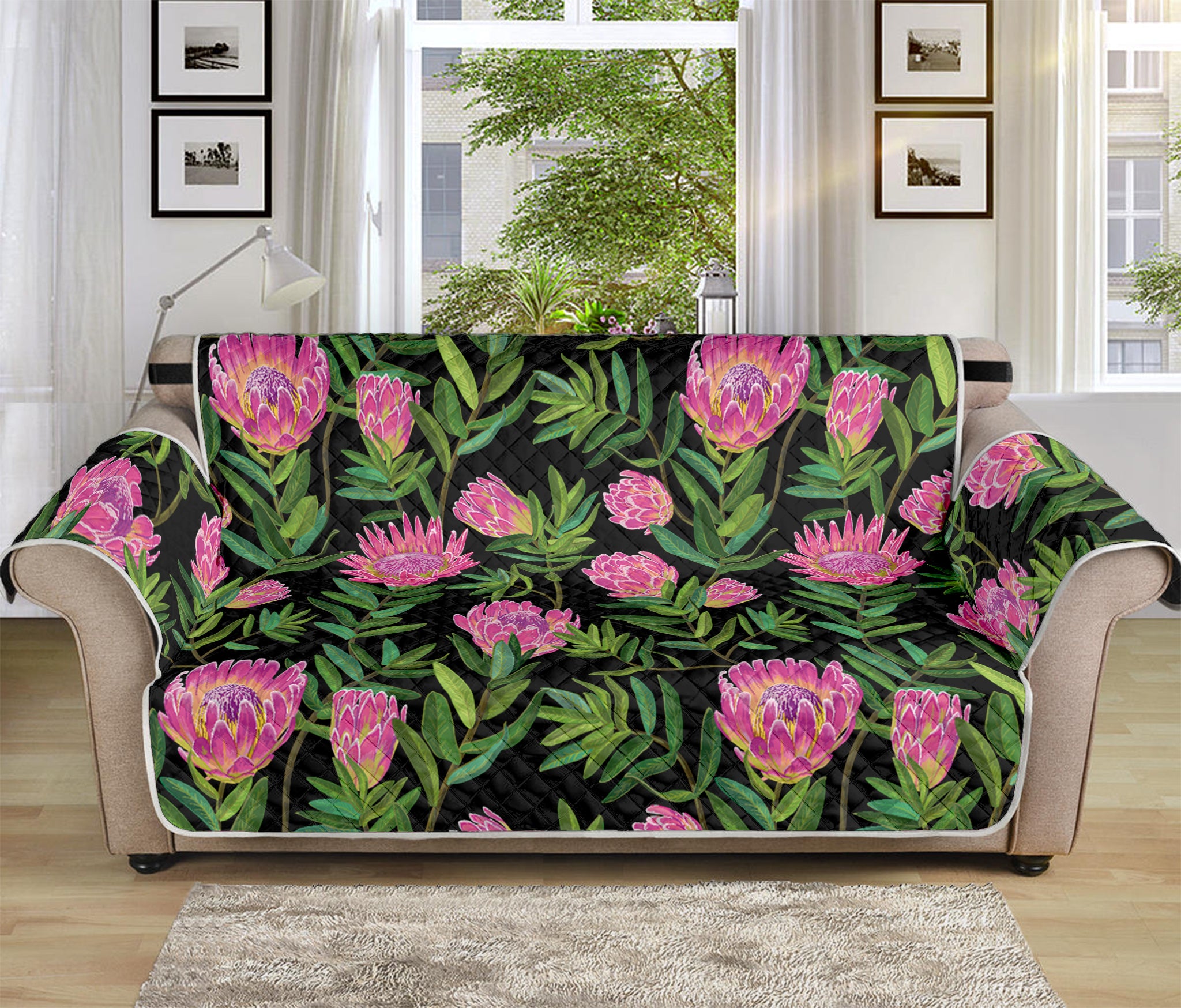 Protea Floral Pattern Print Sofa Protector