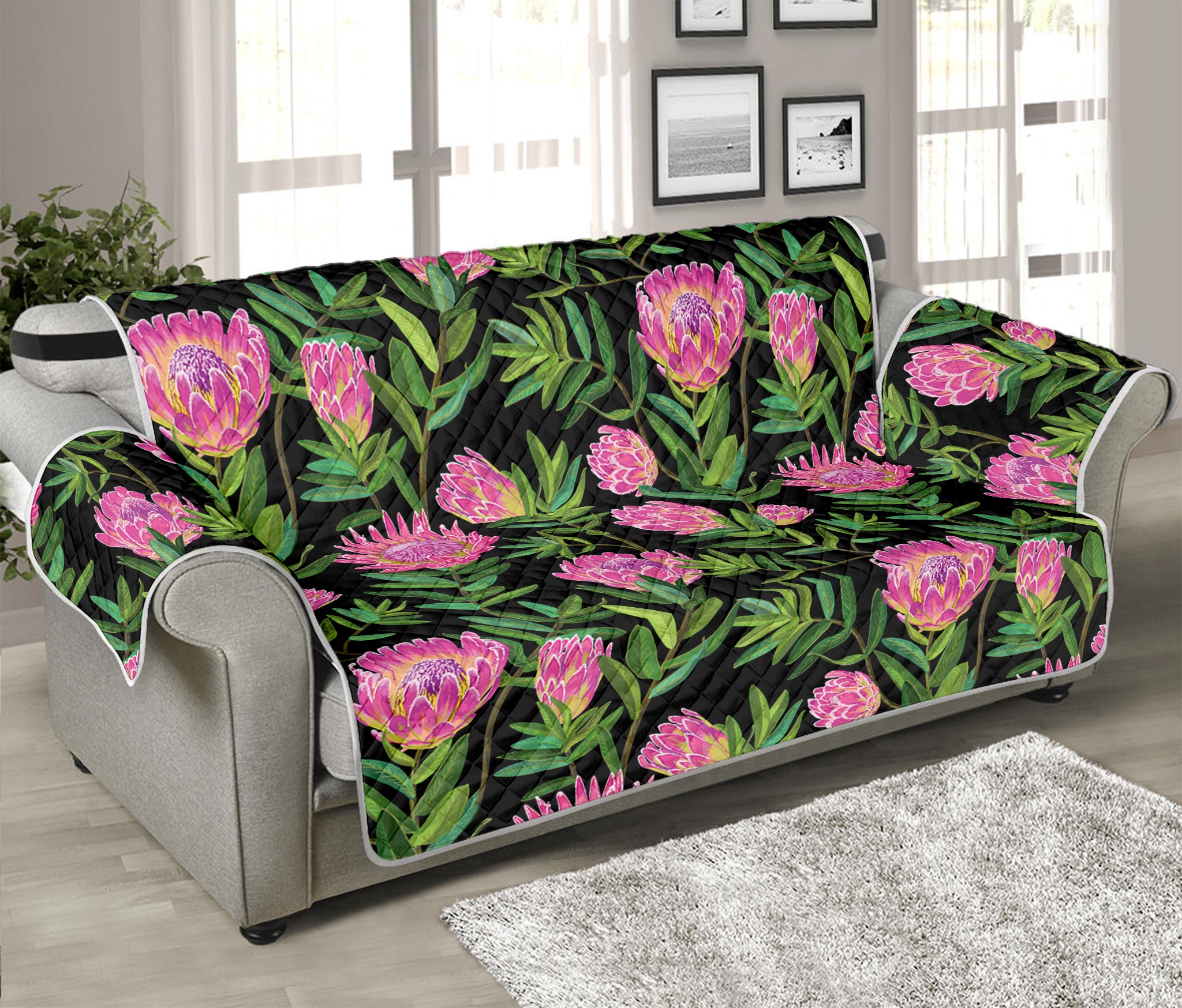 Protea Floral Pattern Print Sofa Protector