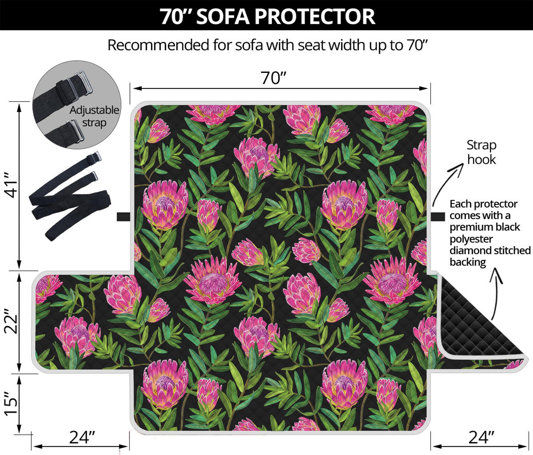 Protea Floral Pattern Print Sofa Protector