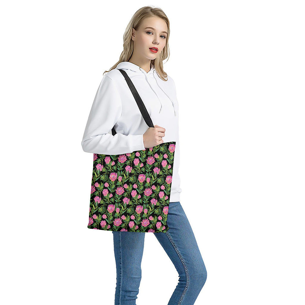 Protea Floral Pattern Print Tote Bag