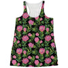 Protea Floral Pattern Print Women's Racerback Tank Top