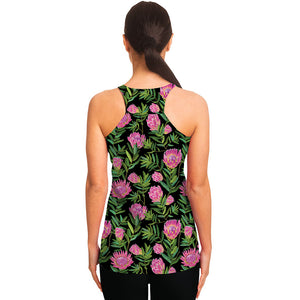 Protea Floral Pattern Print Women's Racerback Tank Top