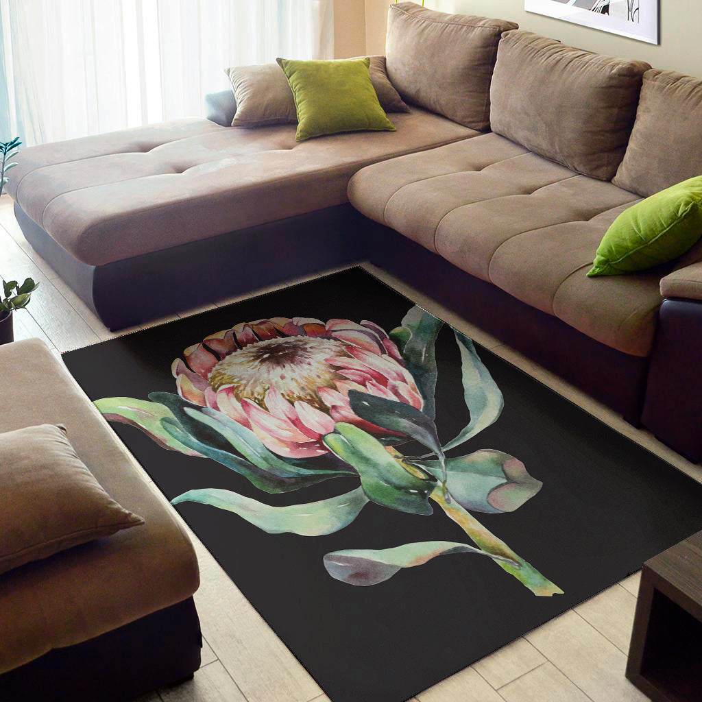 Protea Flower Print Area Rug