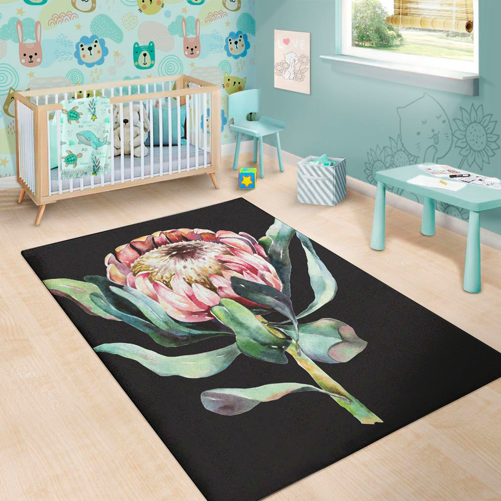 Protea Flower Print Area Rug