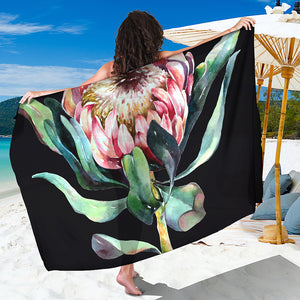 Protea Flower Print Beach Sarong Wrap