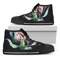 Protea Flower Print Black High Top Sneakers