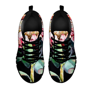 Protea Flower Print Black Sneakers