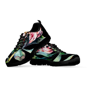 Protea Flower Print Black Sneakers