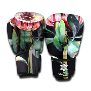 Protea Flower Print Boxing Gloves