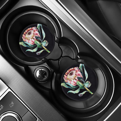 Protea Flower Print Car Coasters