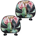 Protea Flower Print Car Headrest Covers