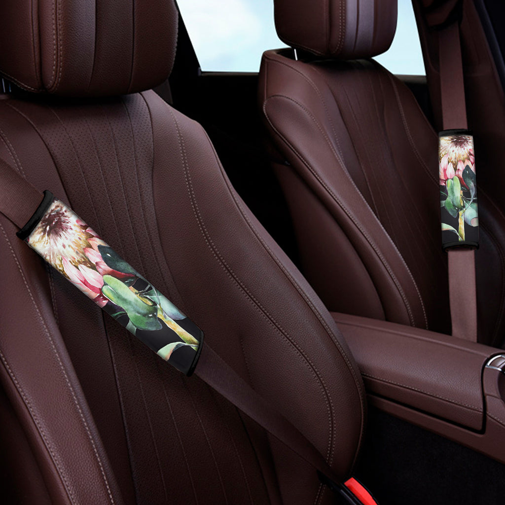 Protea Flower Print Car Seat Belt Covers
