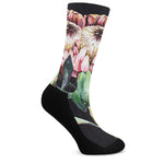 Protea Flower Print Crew Socks