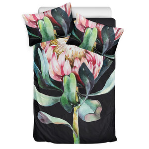 Protea Flower Print Duvet Cover Bedding Set