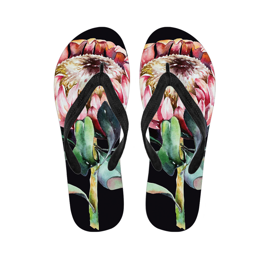 Protea Flower Print Flip Flops