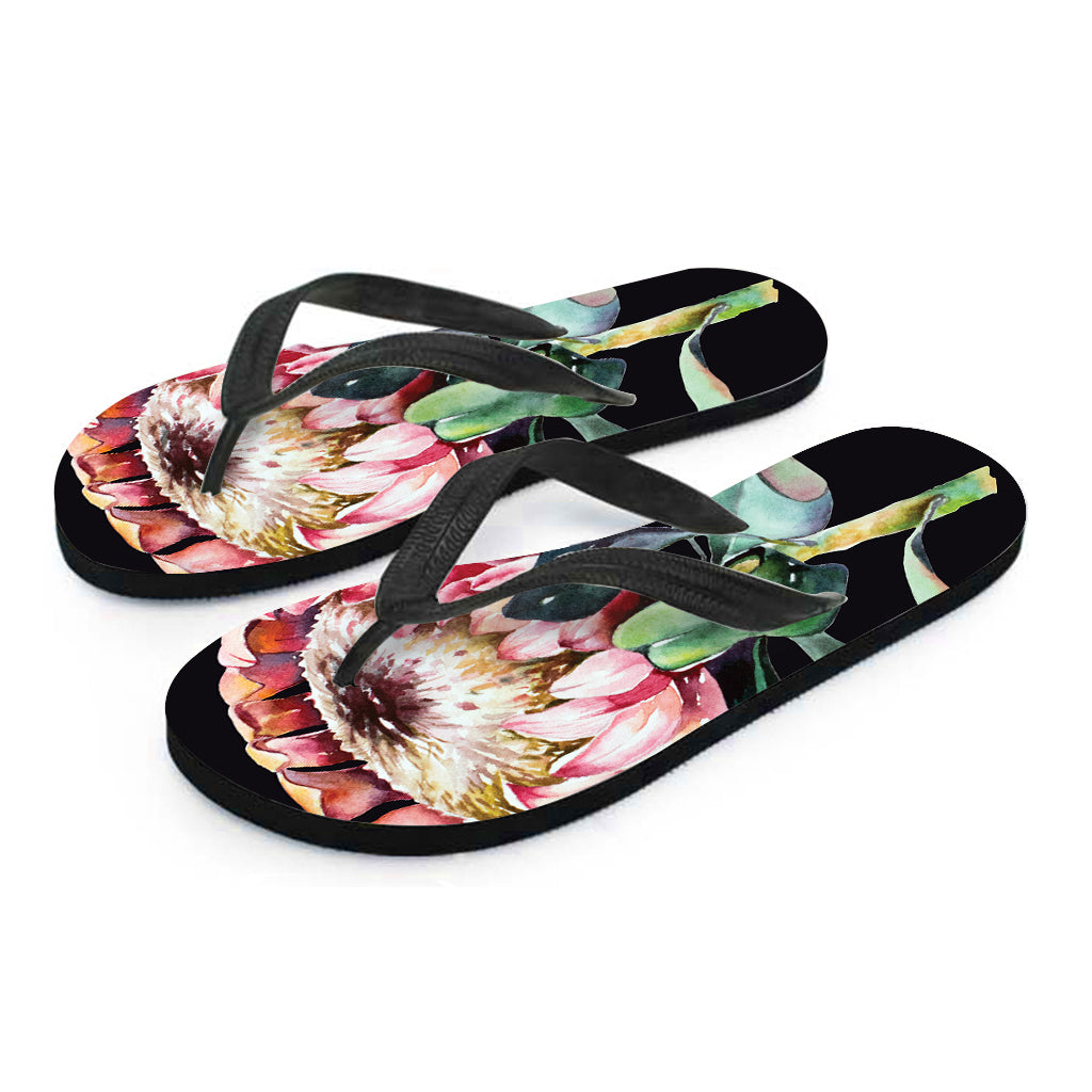 Protea Flower Print Flip Flops