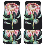 Protea Flower Print Front and Back Car Floor Mats