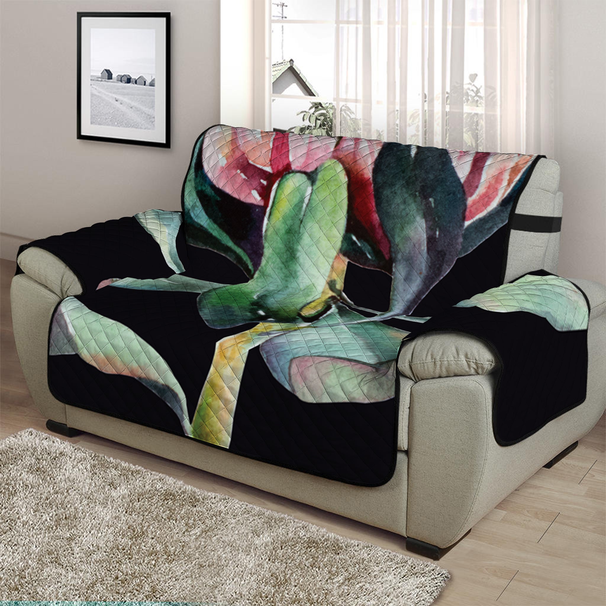 Protea Flower Print Half Sofa Protector